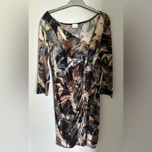 Dress. Asymmetrical with ruching up center.